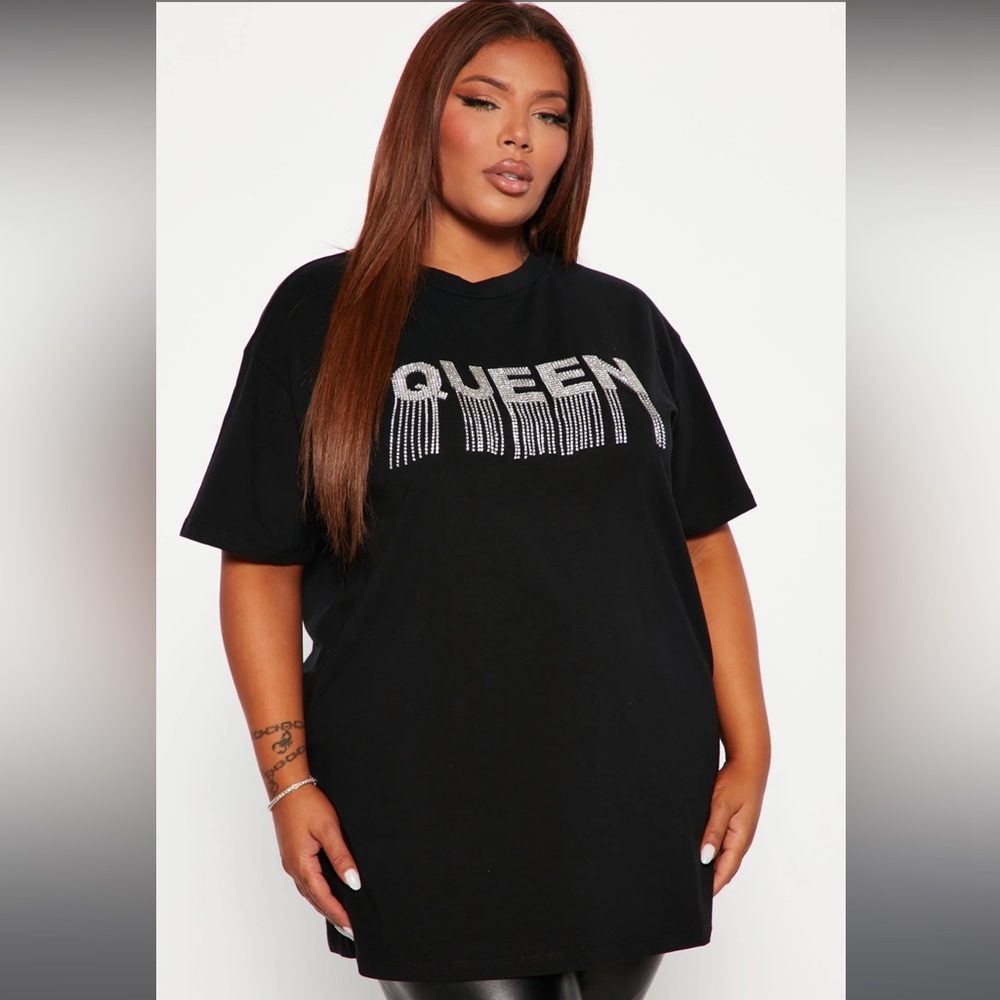 Queen Energy Rhinestone Tunic - Black